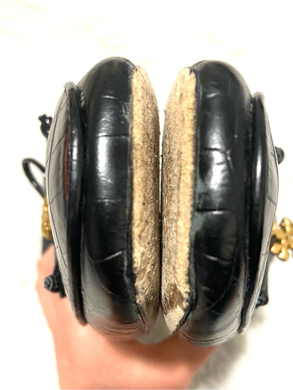 Tory Burch Black Croc-Embossed Leather charm  Loafers - Picture 10 of 11